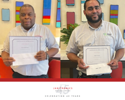 Janitronics Building Services Congratulates Jose Martinez and Jimmy Nova